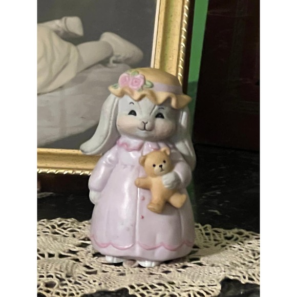 Vintage Lucy and Me Rosie with her Bear Easter Bonnet Gray Bunny Easter Dress - Picture 2 of 7